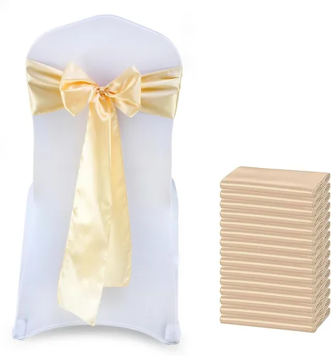 Miniatura 24 de MDS Bandas de Satén para Sillas, Paquete de 50, 7"x108" Cada Una, Lazos Decorativos de Cinta para Respaldos de Sillas para Fiestas de Navidad, Cena