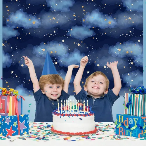 Miniatura 7 de MEHOFOTO Fondo de estudio fotográfico de cielo azul oscuro, nube, accesorios de fondo para niños, cumpleaños, príncipe, baby shower, decoración