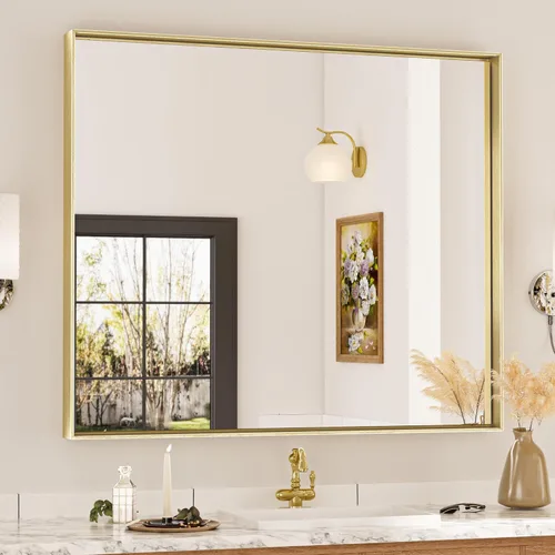 Miniatura 51 de Keonjinn - Espejo rectangular con marco negro para baño de 40 x 30 pulgadas, espejo de pared para sobre el lavabo, espejos de tocador de metal
