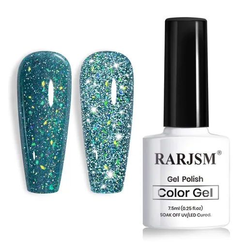 Miniatura 15 de RARJSM Esmalte de uñas de gel con purpurina roja reflectante holográfica, destellos de arco iris, diamantes brillantes, LED, UV, secado con lámpara