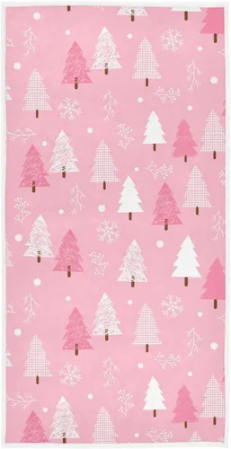 Toalla de baño de manos rosa con árbol de Navidad, toalla de cocina de copo de nieve de invierno, decoración de vacaciones, grifo de baño, juego de