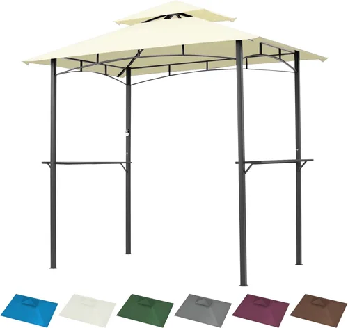 Grill Gazebo Replacement Canopy Top Only - 5' x 8' Outdoor BBQ Gazebo Canopy Roof, Waterproof Double Tiered Shelter Cover Fit for Model L-GG001PST-F