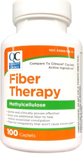 Quality Choice Comprimidos de Terapia de Fibra, 100 Unidades Laxante de Fibra Suave con Metilcelulosa para Alivio del Estreñimiento, Soporte de