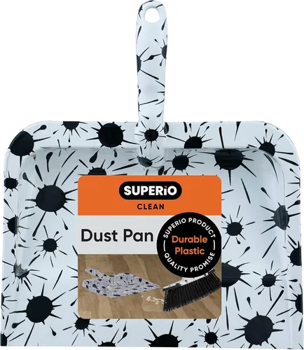 Splash Design - Recogedor resistente con estampado de salpicaduras en blanco y negro para el hogar, escoba de cocina Superio