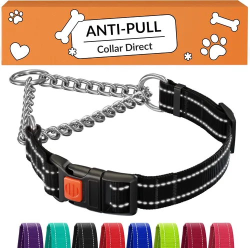 Miniatura 8 de CollarDirect Martingale - Collar para perro con cadena de acero inoxidable y hebilla de liberación rápida, collar reflectante para perros grandes