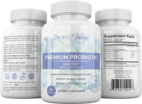 Divine Vibes Probióticos 40 mil millones de UFC – Probióticos aprobados para mujeres, probióticos para hombres y adultos, suplemento probiótico