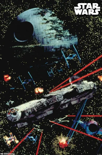 Miniatura 14 de Trends International Star Wars: Saga - Póster de pared de batalla espacial, 14.725 x 22.375 pulgadas, versión enmarcada de madera de granero
