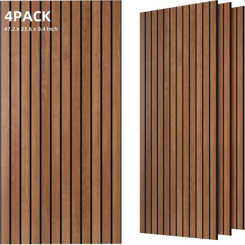 TO-TH Juego de 4 paneles de pared insonorizados de 47.2 x 23.6 pulgadas con aspecto de madera, absorben el sonido, paneles acústicos grandes para el