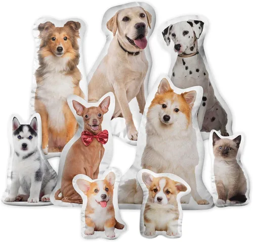 Easycosy Almohada personalizada con fotos de mascotas, almohada personalizada con forma de cara de perro y gato, almohadas personalizadas con imagen