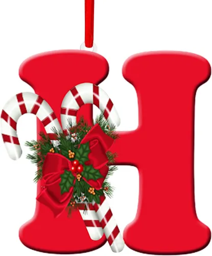 Miniatura 14 de Colgante de decoración para árbol de Navidad de 26 letras, adornos de árbol de Navidad, adornos de Navidad personalizados, decoración de Navidad