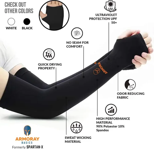 Miniatura 70 de ARMORAY - Mangas de brazo para hombres o mujeres; para cubrir tatuajes; de enfriamiento, para practicar deportes, básquetbol, golf, fútbol