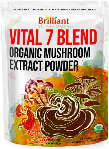 Miniatura 7 de Ellie's Best Suplemento orgánico de mezcla de extracto de polvo de 7 hongos, 114 porciones Cordyceps de doble extracción de alta potencia, Reishi