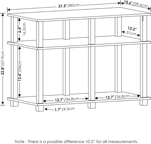 Miniatura 6 de Furinno Turn-N-Tube - Soporte de impresora con almacenamiento, mesa de impresora de 2 niveles, soporte de impresora debajo del escritorio, para CPU