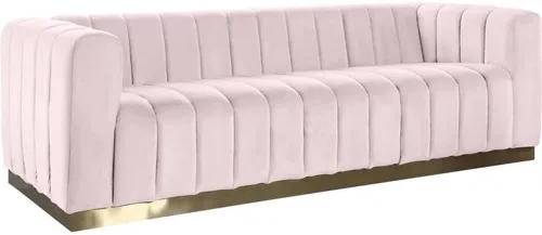 Miniatura 10 de Meridian Furniture 603Cream-S Colección Marlon Modern Sofá tapizado de terciopelo contemporáneo con acolchado de canal profundo, base de acero