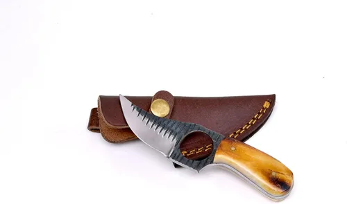 Miniatura 8 de Titan International Knives Cuchillo para despellejar de acero de carbono 1080 Cuchillo de caza de hoja fija pequeño hecho a mano Cuchillo