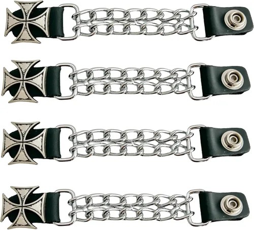 Miniatura 9 de Funk Plus Extensores de chaleco de motocicleta de 4 pulgadas, doble cadena cromada, chaqueta MC a presión regular fabricada en EE. UU