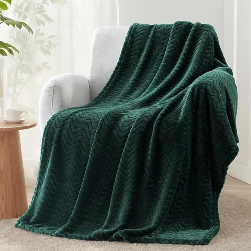 Miniatura 40 de Exclusivo Mezcla - Manta individual para cama, mantas de forro polar ligeras y acogedoras con textura ondulada decorativa, adecuadas para el Verde