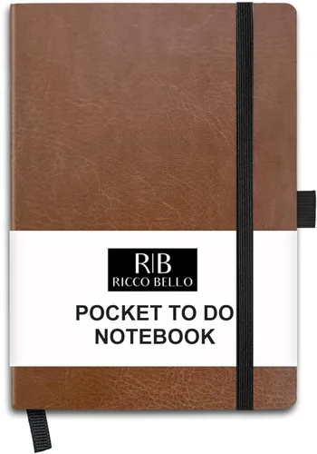 Miniatura 12 de RICCO BELLO - Cuaderno de lomo pegado con marcador Sin fecha, piel sintética, soporte para bolígrafo, planificador de productividad