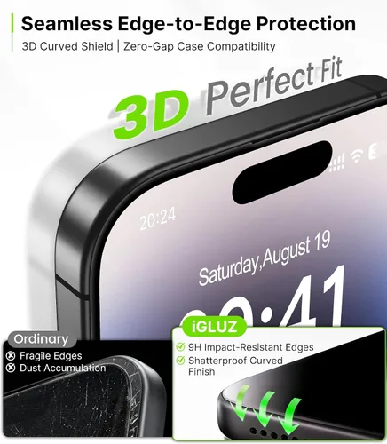 Miniatura 6 de iGluz Paquete de 4+2 protectores de pantalla de privacidad para iPhone 16 con protector de lente de cámara de 6.1 pulgadas, 9H + vidrio templado