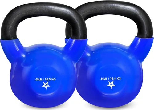 Miniatura 18 de Yes4All Pesa rusa, pesas rusas de hierro fundido con revestimiento de vinilo de 5-100 LB para entrenamiento de fuerza para ejercicios de gimnasio