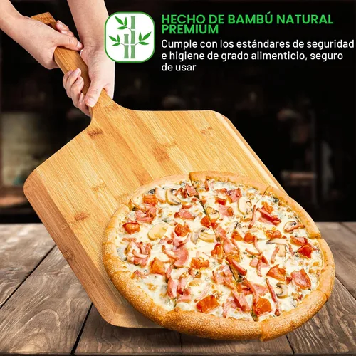 Miniatura 4 de Pala de pizza de 16 pulgadas, de bambú natural, espátula de pizza para pizza, accesorio de horno para tabla de pizza de madera grande