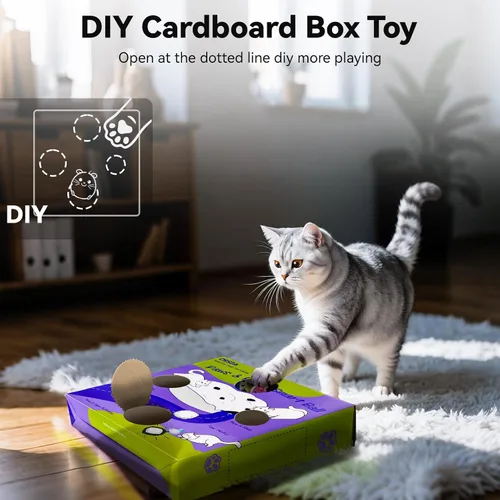 Miniatura 7 de ORSDA Juguetes para Gatos de Interior, Bola en Movimiento Activada Interactiva en Alfombrilla de 7 Agujeros, Bola Automática de Rápido Rodamiento