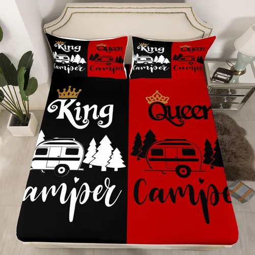 Miniatura 11 de Sábana bajera ajustable King Crown vintage negro y gris, sábanas románticas para el día de San Valentín, tamaño individual para mujeres, regalos