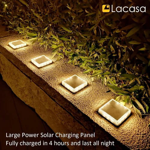 Miniatura 2 de Lacasa Luces solares de escalón, paquete de 4 luces LED solares de 50 lm, 3000 K, luz blanca cálida, luces solares para exteriores, IP68 impermeable