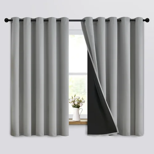 Miniatura 352 de Yakamok Cortinas negras, cortinas de ventana con aislamiento térmico y eficiencia energética para dormitorio, cortinas opacas completas y cortinas