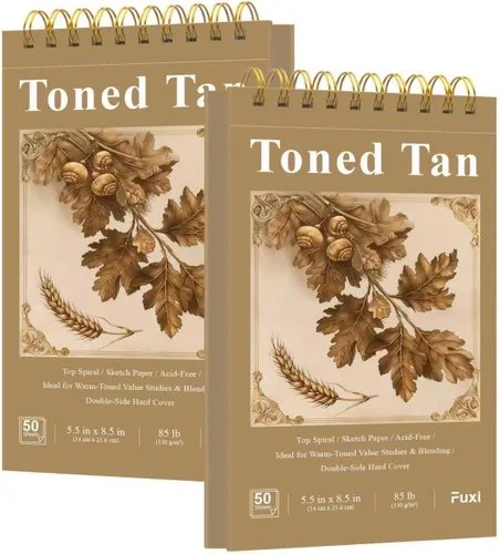 Miniatura 10 de Fuxi Cuaderno de bocetos de acuarela pequeño, paquete de 2 – 5.5" x 8.5" Papel de acuarela prensado en frío de 140lb/300gsm, 30 hojas por bloc.