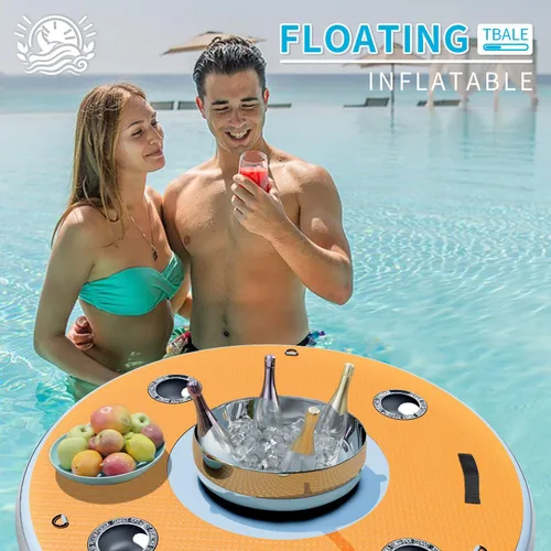 Miniatura 2 de Flotadores inflables para piscina para adultos, barra flotante inflable, portavasos integrado, espuma suave de EVA de 0.472 in, espacio