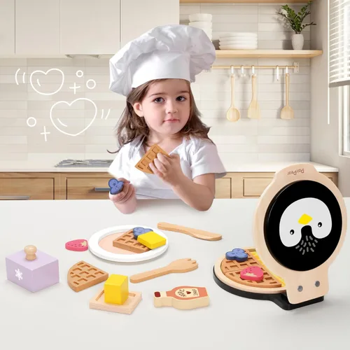 Miniatura 6 de PairPear Juego de Comida de Madera, Juego de Cocina de Madera, Accesorios de Cocina de Juguete, Juego de Cocina de Madera para Niños, Juego