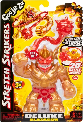 Miniatura 2 de Heroes of Goo JIT Zu Stretch Strikers Deluxe Hero Pack Blazagon, figura de acción elástica con más de 20 sonidos de batalla impresionantes, armadura