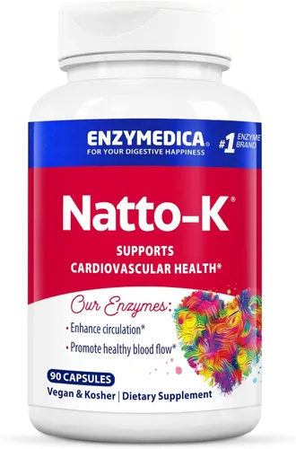 Miniatura 10 de Enzymedica Natto-K Cápsulas - Suplemento Nattokinase de 1000 FU para mujeres y hombres, enzimas para la salud cardíaca y apoyo a la circulación