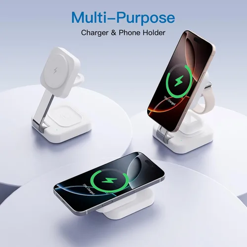 Miniatura 2 de RYND Estación de carga rápida inalámbrica Mag-Safe 2026, cargador magnético 3 en 1 con iPhone 17, 16, 15, 14, 13, 12 Pro Max, serie Apple Watch
