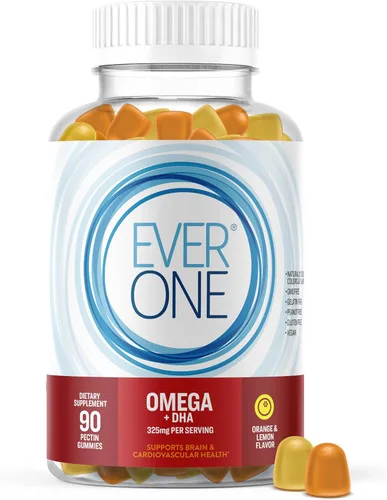Gomitas de aceite de pescado Omega para adultos y adolescentes con DHA – Suplemento de apoyo para la salud cerebral y cardiovascular – Vegano, sin