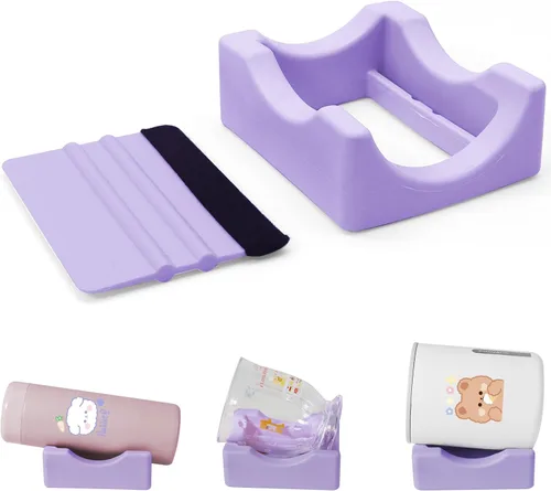 Miniatura 8 de Cuna de silicona para tazas con ranura incorporada, soporte antideslizante para vasos con escobilla de fieltro, uso para aplicar calcomanías UV DTF