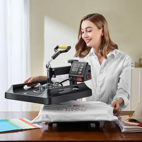 Miniatura 9 de VEVOR Máquina de prensa de calor 8 en 1 de 15 x 15 pulgadas, prensa de camisetas oscilante de 360°, transferencia de calor digital profesional por