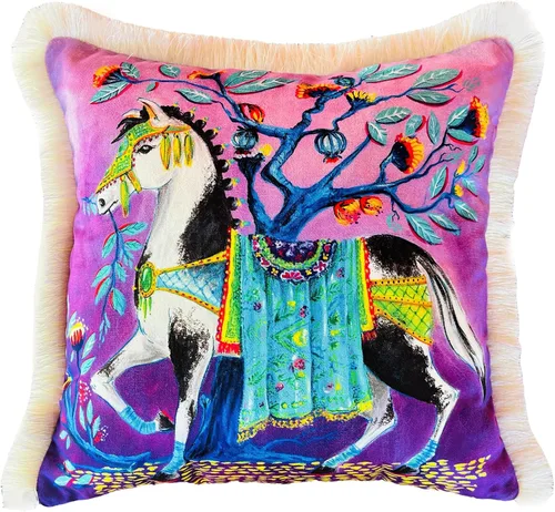 Miniatura 8 de Funda de almohada con patrón de leopardo, funda de almohada de terciopelo única, cojín de borla azul, almohada decorativa para decoración del hogar