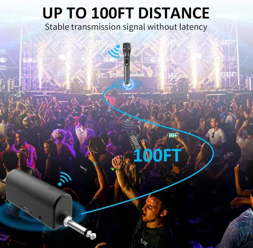 Miniatura 4 de Aveek Micrófono inalámbrico de karaoke, micrófono de mano con receptor recargable, para altavoces y amplificadores con alimentación, juego