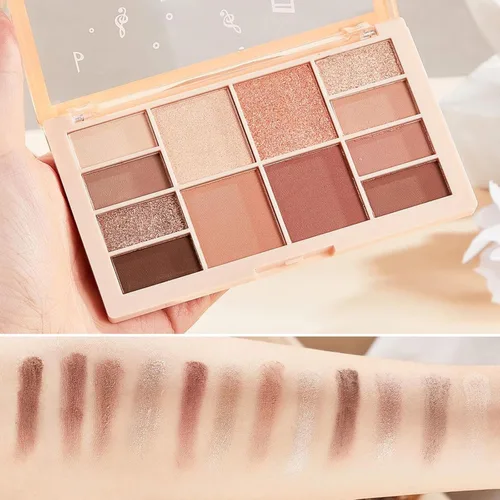 Miniatura 15 de Paleta de sombras de ojos de acabado múltiple, paleta de brillo metálico mate con polvo sedoso y suave, destello fino y duocromático, sombras 2#