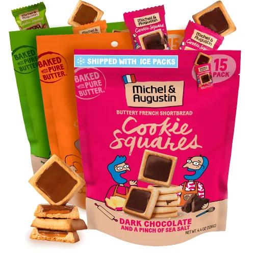 Miniatura 11 de Michel et Augustin Paquete variado de bolsas para galletas, 2 sabores: chocolate con leche y caramelo + chocolate con leche y avellana, 15 galletas
