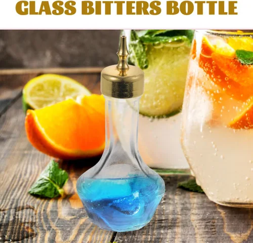 Miniatura 4 de UPKOCH Bitters Bottle - Vaso de 1.05 onzas con tapa dorada, herramienta de barra profesional para cócteles artesanales, uso antiguo y barman