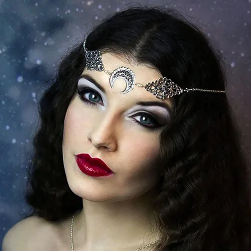 Miniatura 2 de MJartoria Collar de pentagrama de luna con diadema de cristal de pentáculo collar de chakra con dije collares de varias capas para mujer conjunto