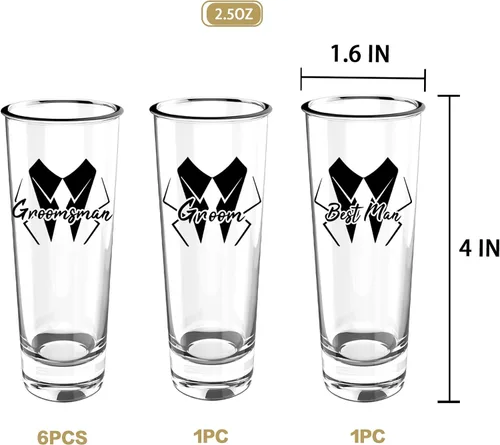 Miniatura 2 de Juego de vasos de chupito para padrinos de boda de 8 a 2 onzas con base pesada para whisky, tequila, vodka, regalos únicos para padrinos de boda