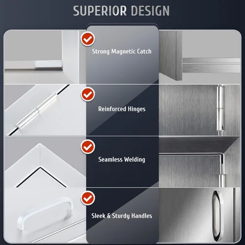 Miniatura 4 de CO-Z Puertas de cocina para exteriores, de acero inoxidable 304 resistente a la intemperie, puertas de acceso individual empotradas para cocina