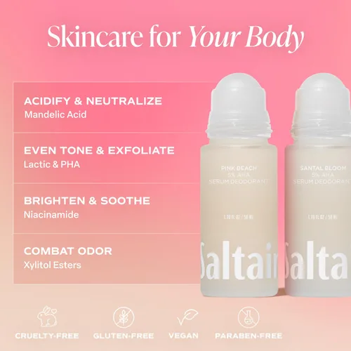 Miniatura 5 de Saltair Desodorante de suero Signature Scents, paquete de 2. Fórmula AHA al 5%. Desodorante de ácido láctico y ácido mandélico. Control de olores