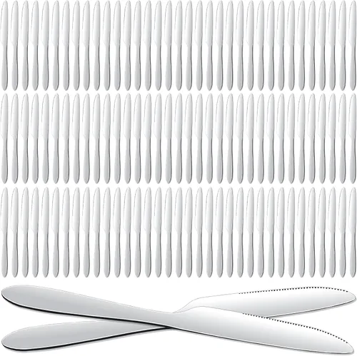 Miniatura 7 de Nuenen Juego de 100 cuchillos de cena, 8.3 pulgadas, cuchillo de mantequilla duradero de acero inoxidable, mesa dentada, cubiertos para carne
