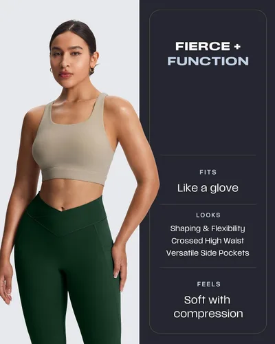 Miniatura 30 de Aoxjox Trinity - Pantalones de yoga de cintura alta con bolsillos para mujer, control de abdomen, cintura cruzada, leggings de entrenamiento suaves