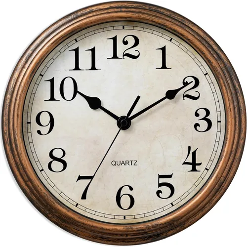 Miniatura 12 de Reloj de pared, reloj clásico silencioso de bronce, funciona con pilas, decorativo para sala de estar, dormitorio, cocina, oficina (16 pulgadas)